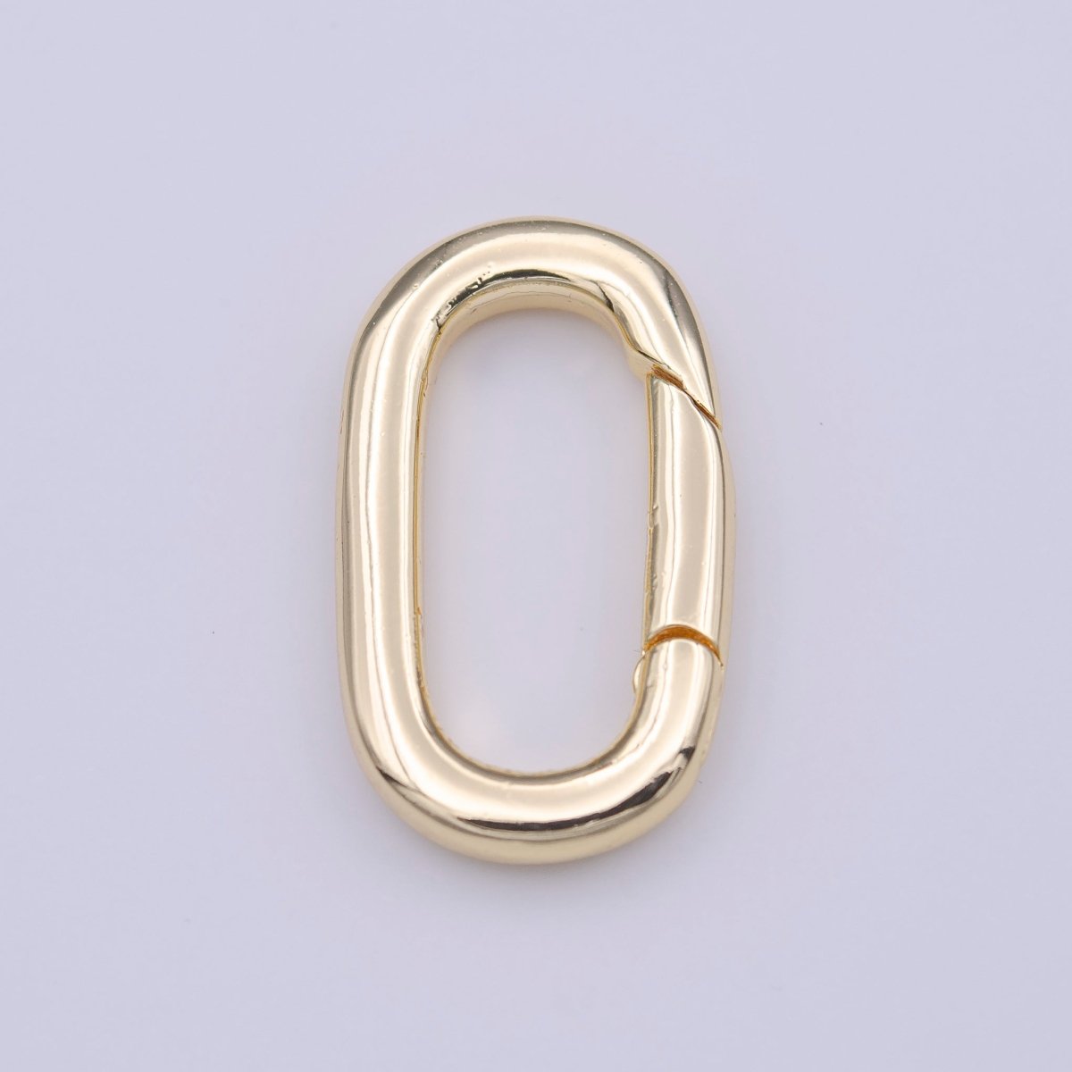 Gold Minimalist 22.7mm Long Oval Push Spring Gate Gold Jewelry Supply | K-210