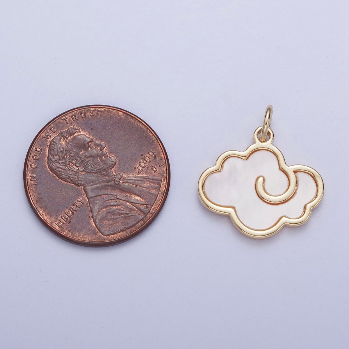 Gold Mother of Pearl Cloudy Weather Sky Charm AG-077