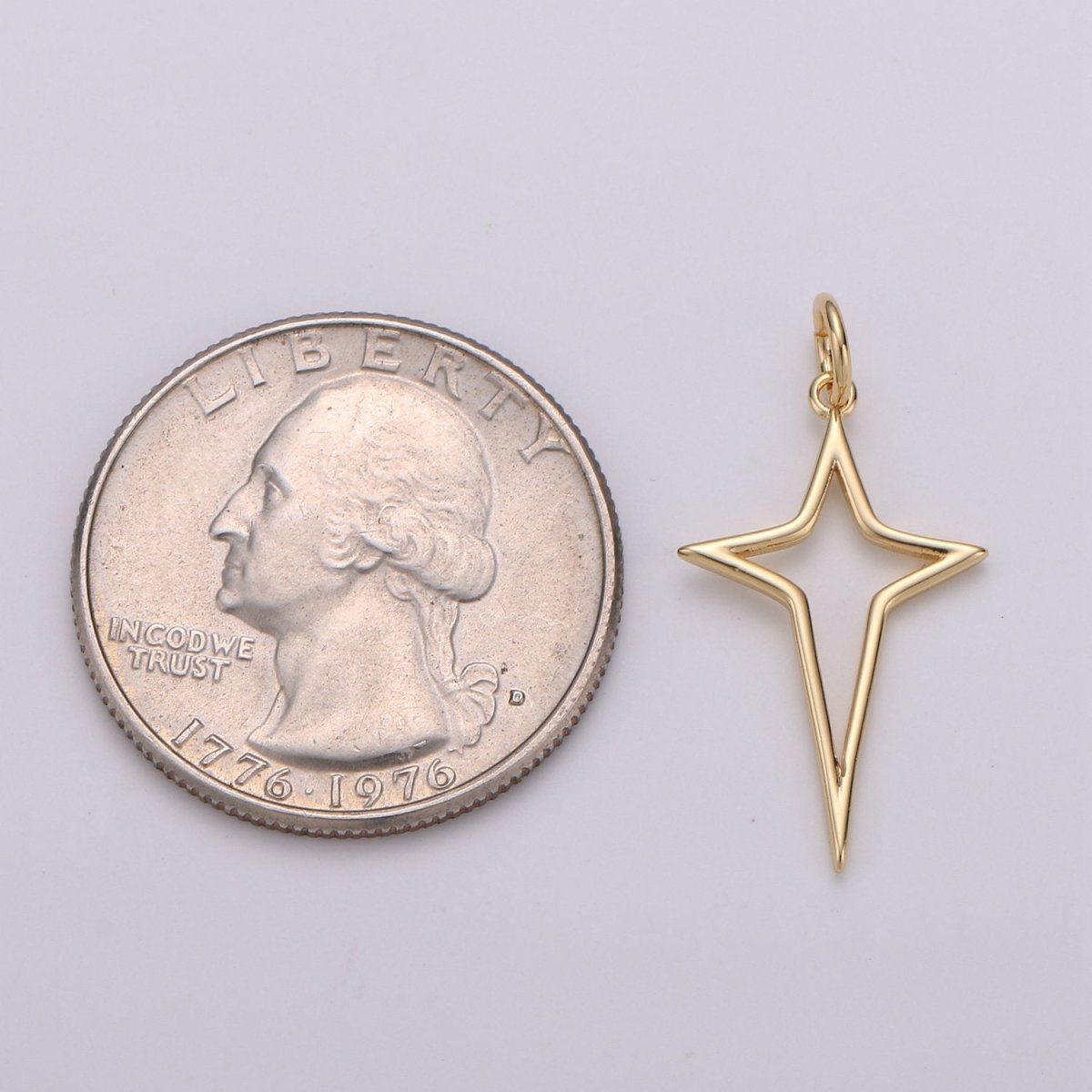 Gold North Star Charm 24k Gold Filled Star Charm, Polaris Charm, Celestial Charm Jewelry Cut out Star Charm for Necklace Earring Bracelet Supply  D-468