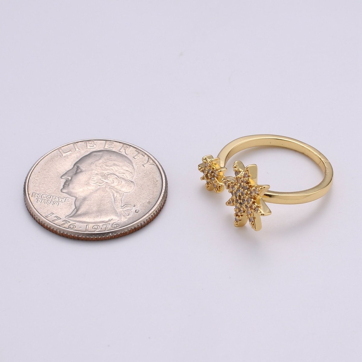 Gold North Star Ring, Dainty Star Ring, Adjustable Ring, Minimalist Star Ring, Minimalist Ring, Stackable Open Ring, Celestial Jewelry, R-100