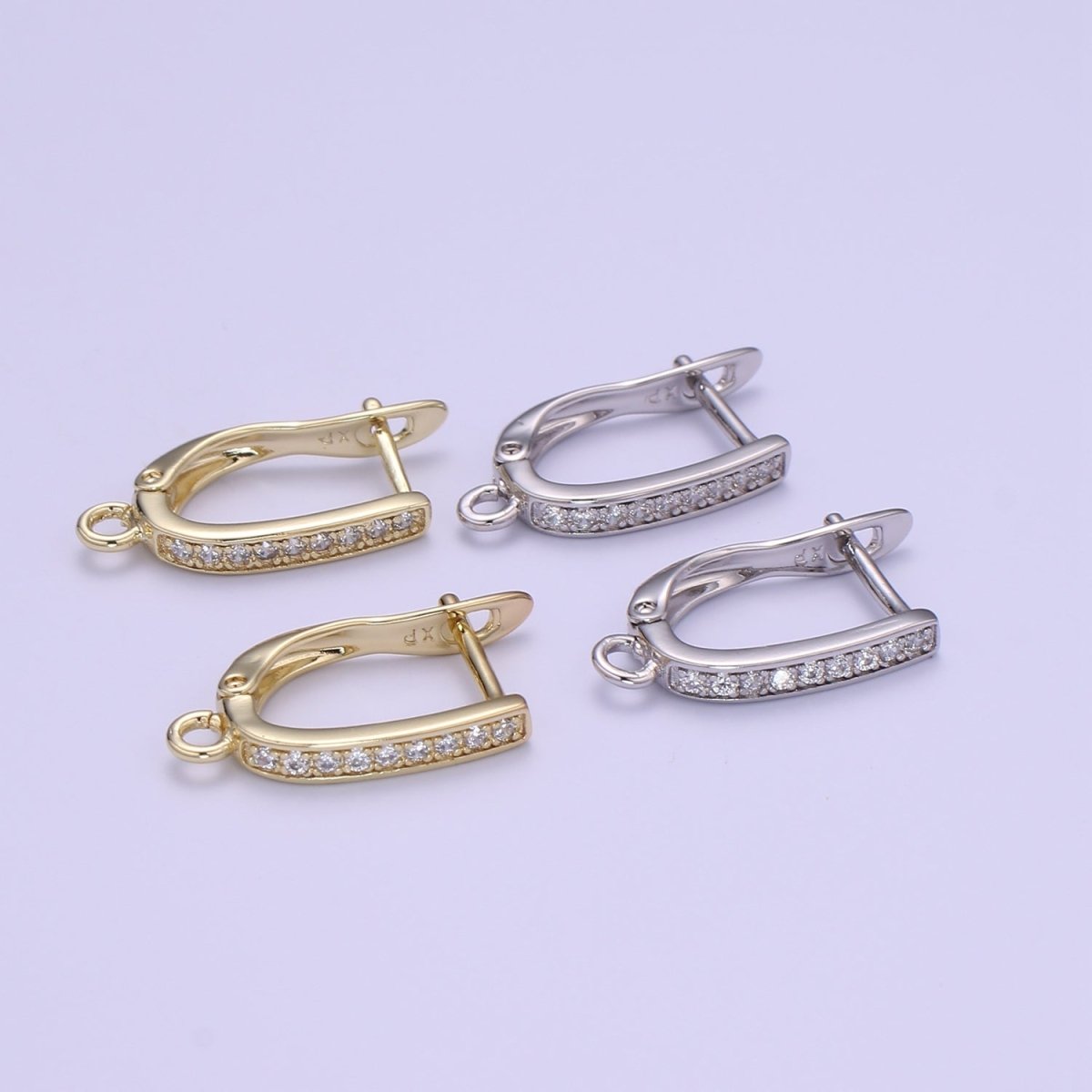 Gold one touch w/ open link Lever Hoop earring making, 17.6x10 mm, Nickel free Lead Free for Earring Charm Making Findings L-221 L-222 K-820