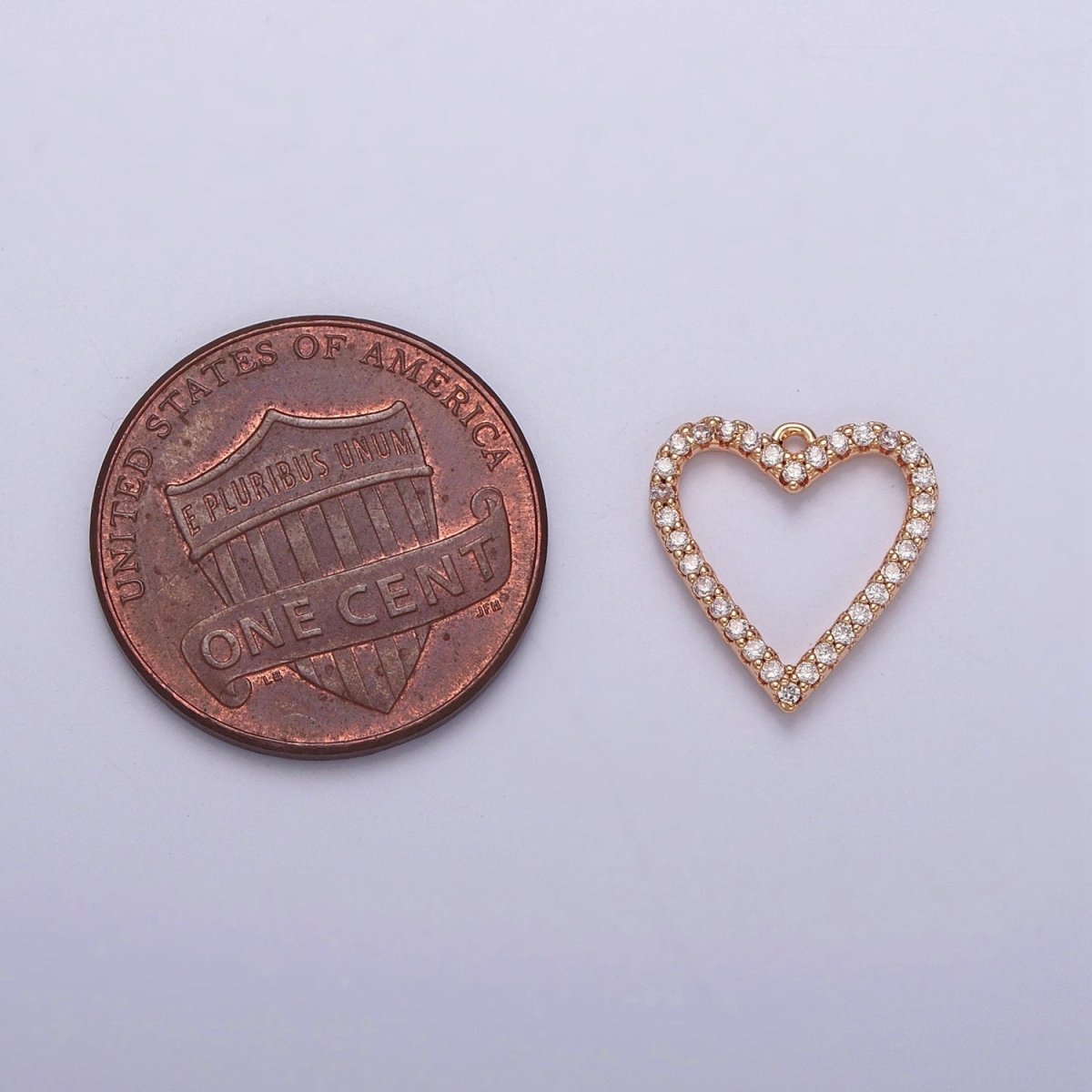 Gold Open Heart Outline Micro Paved CZ Charm For Valentine Love Jewelry Making | X-815