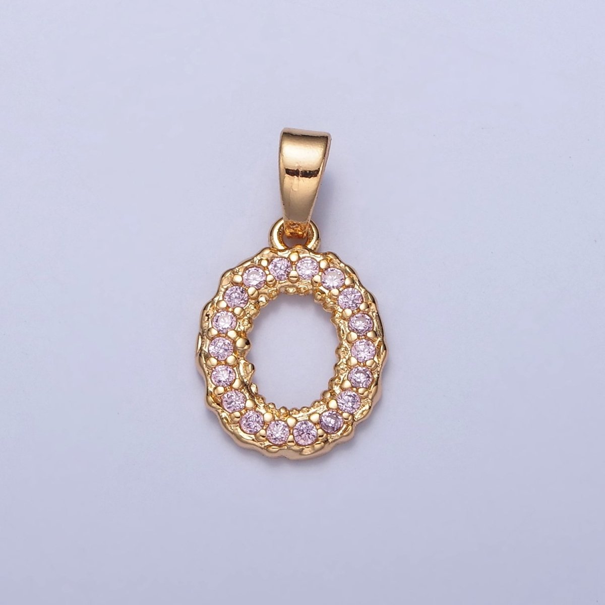Gold Pink Pave Initial Charms, Gold Letter Charms , CZ Initial Charm, Cubic Zirconia Letters A-A1952-A-A1964