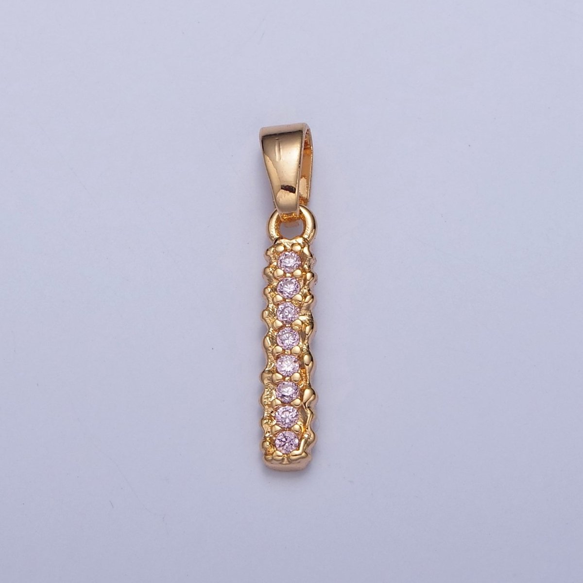 Gold Pink Pave Initial Charms, Gold Letter Charms , CZ Initial Charm, Cubic Zirconia Letters A-A1952-A-A1964
