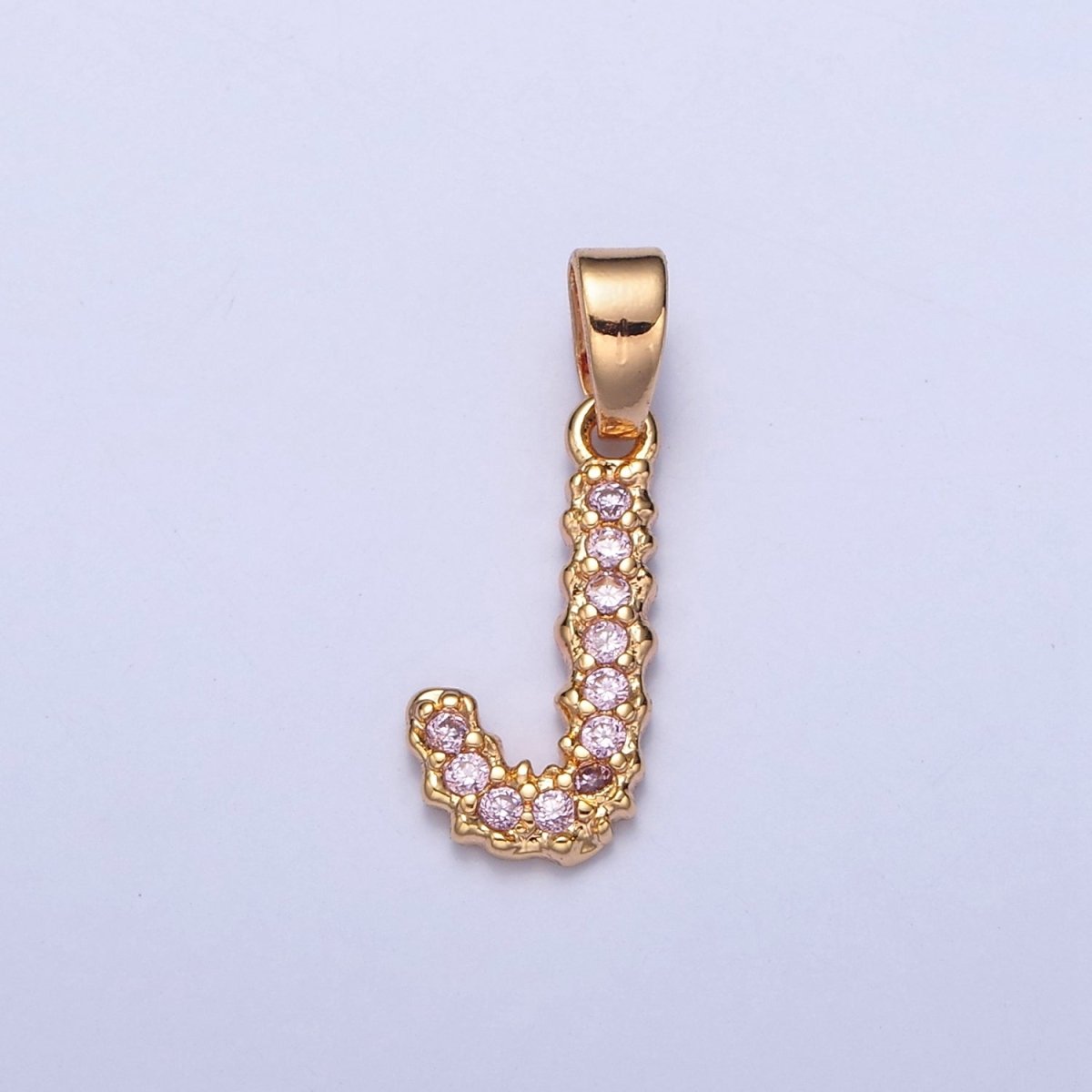 Gold Pink Pave Initial Charms, Gold Letter Charms , CZ Initial Charm, Cubic Zirconia Letters A-A1952-A-A1964
