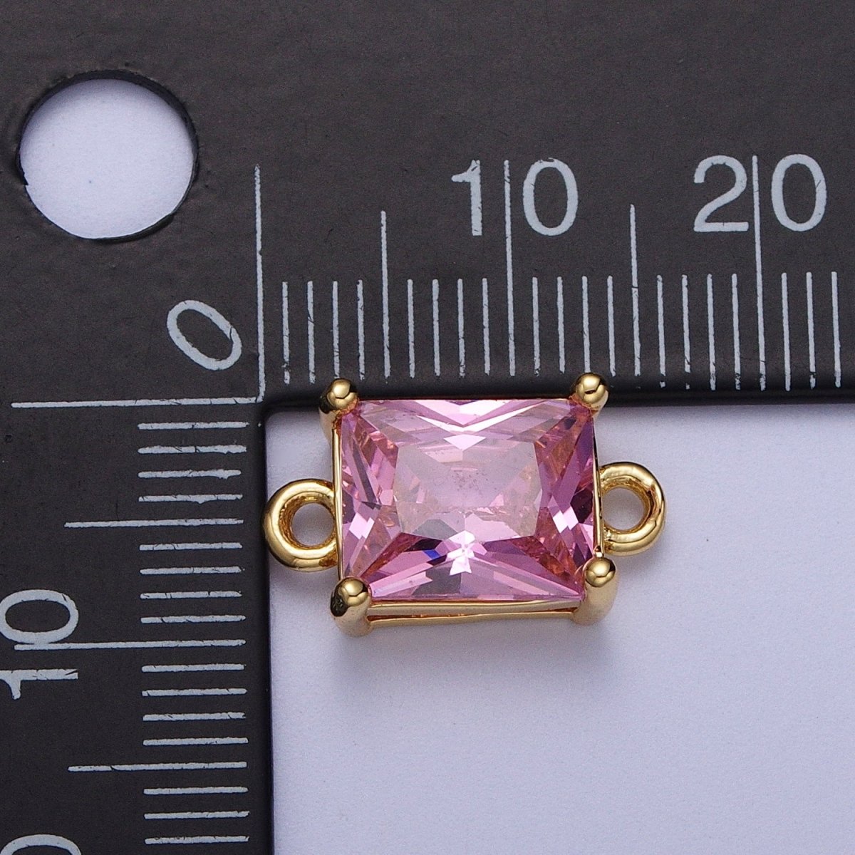 Gold Pink/Clear Link CZ Baguette Cubic Zirconia Connector For Necklace Bracelet Jewelry Making G-575 G-576