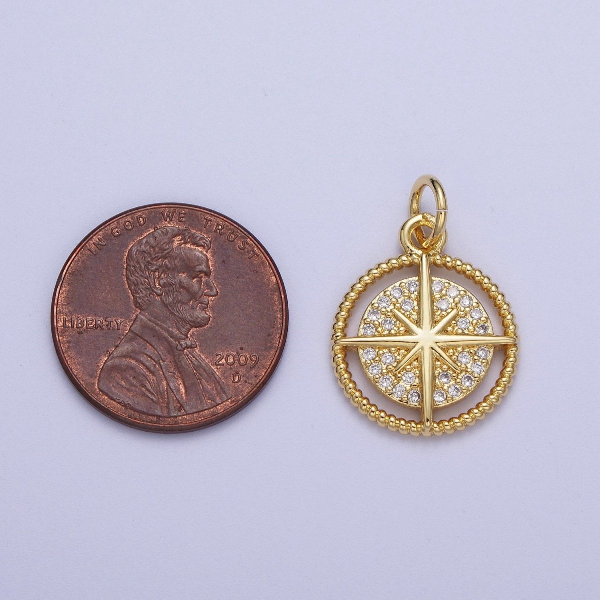Gold Plated Northstar Charm North Star Charm with CZ in Gold  Micro Pave Celestial Jewelry | X-730