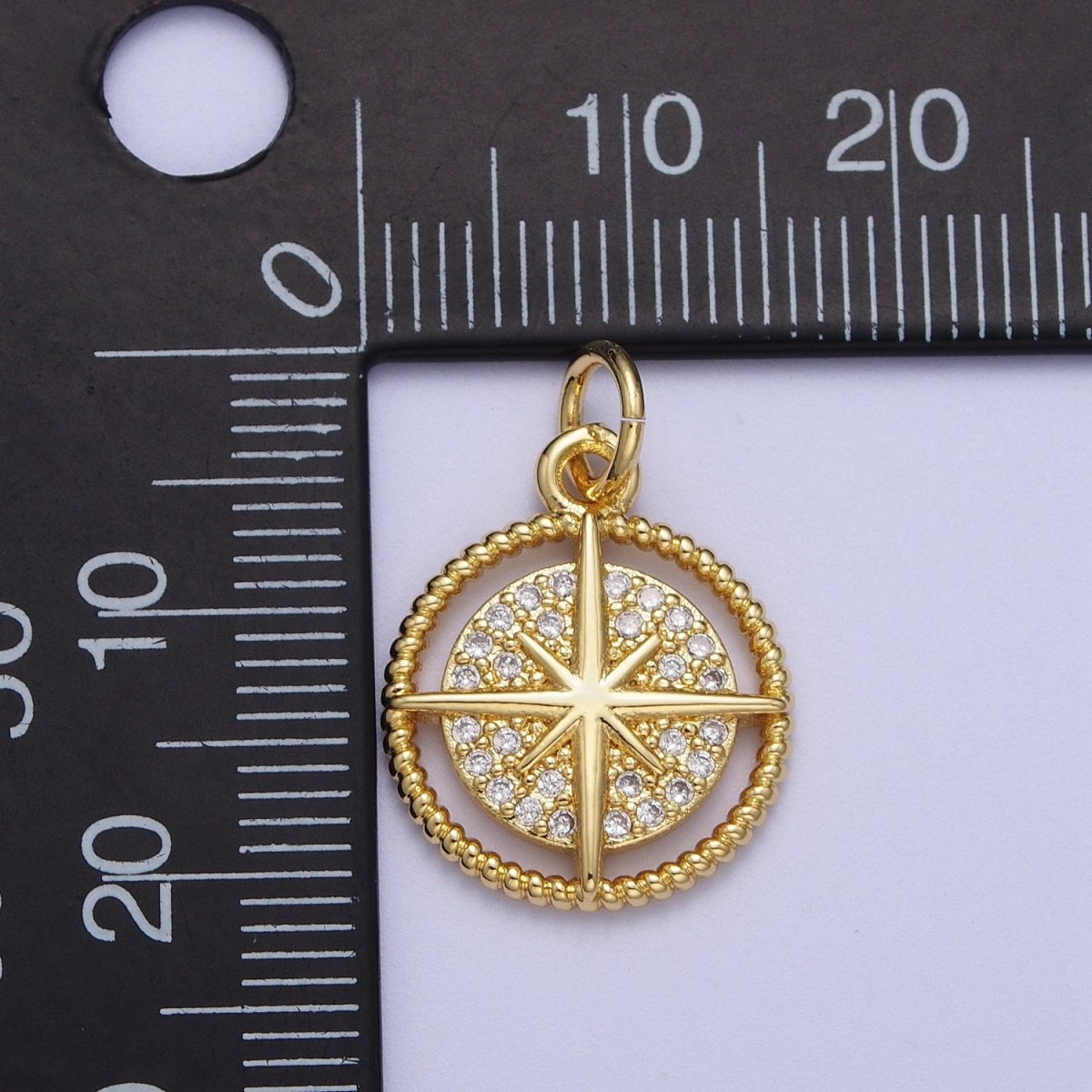 Gold Plated Northstar Charm North Star Charm with CZ in Gold  Micro Pave Celestial Jewelry | X-730