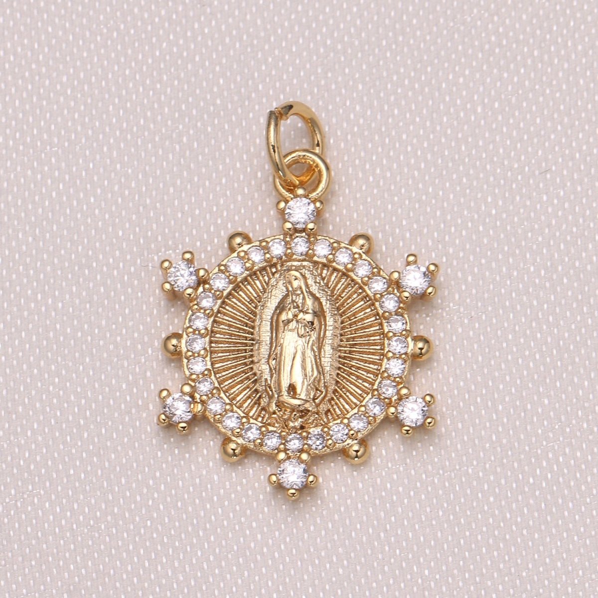Gold Plated Zirconia Holy Mary Charm CZ Mother of God Micro Pave Charm Pendant N-1171