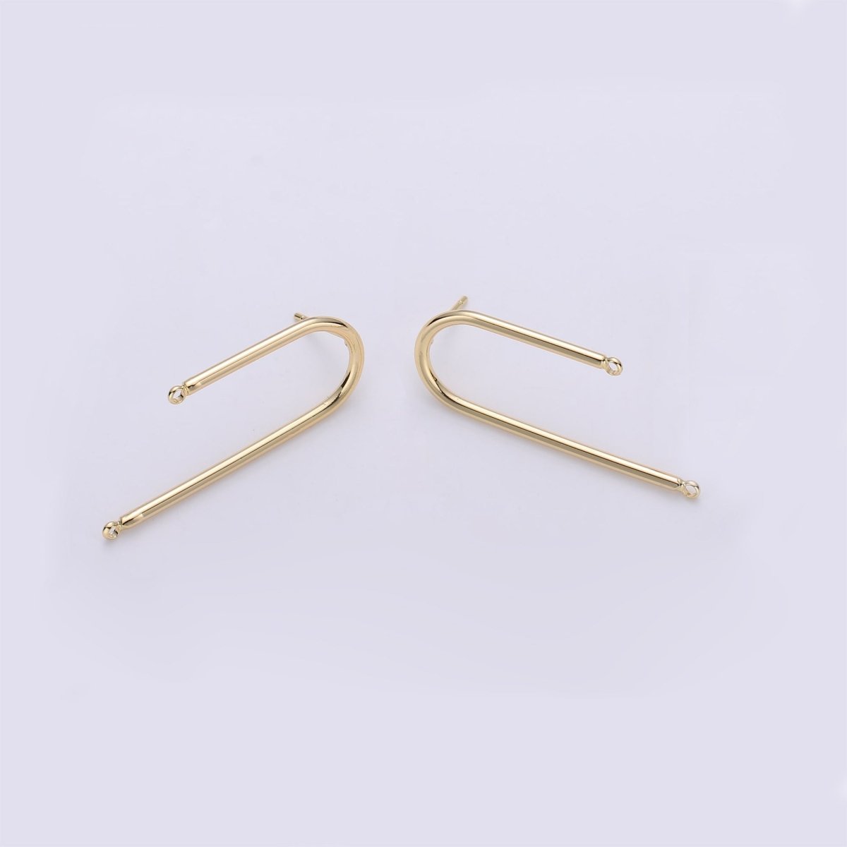 Gold Rectangular Post Earring, Geometric Earrings with Open Link for DIY Earring Jewelry Making Gold Filled K-252