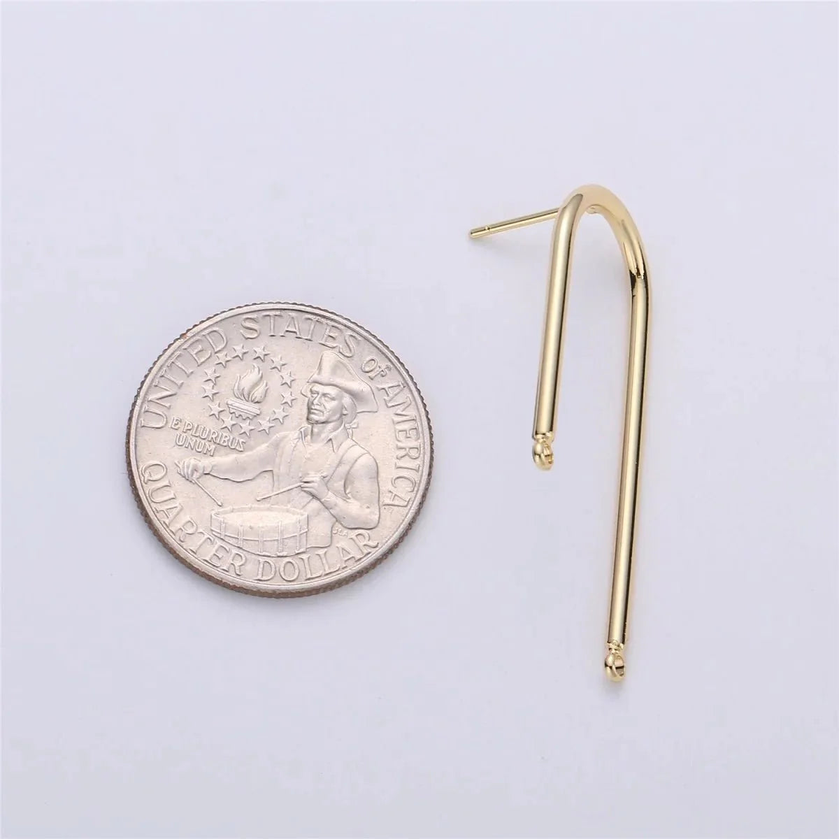 Gold Rectangular Post Earring, Geometric Earrings with Open Link for DIY Earring Jewelry Making Gold Filled K-252