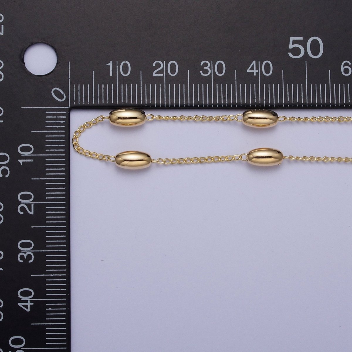 Gold Satellite Long Oval Bead Chain Wholesale by Yard For Jewelry Making Component | ROLL-843 Clearance Pricing