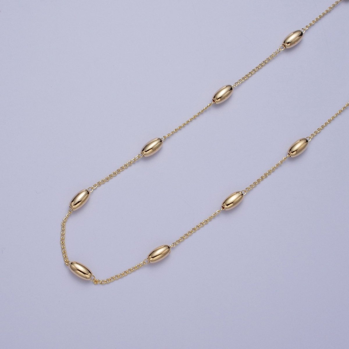 Gold Satellite Long Oval Bead Chain Wholesale by Yard For Jewelry Making Component | ROLL-843 Clearance Pricing