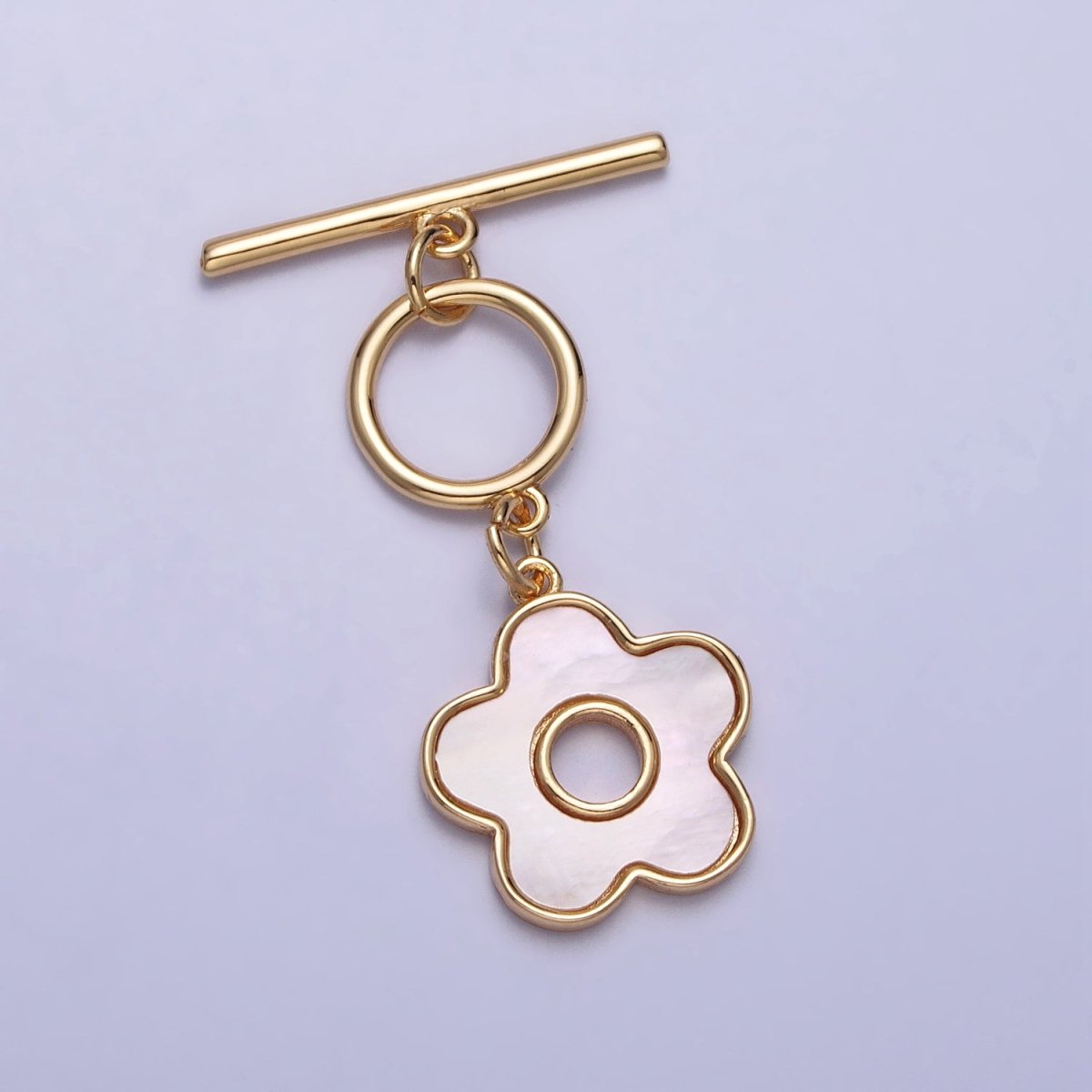 Gold Shell Pearl Flower Dangle Toggle Clasps Jewelry Closure Supply | Z-092