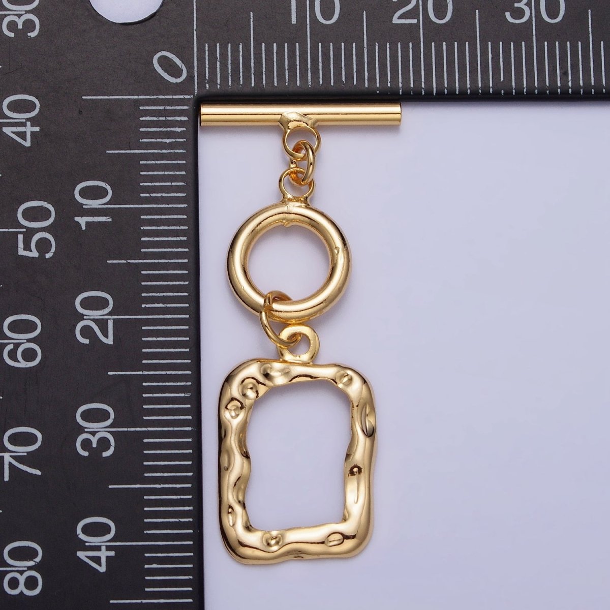 Gold, Silver Double Toggle Clasps Round & Hammered Rectangular Jewelry Closure Supply | Z-095 Z-096