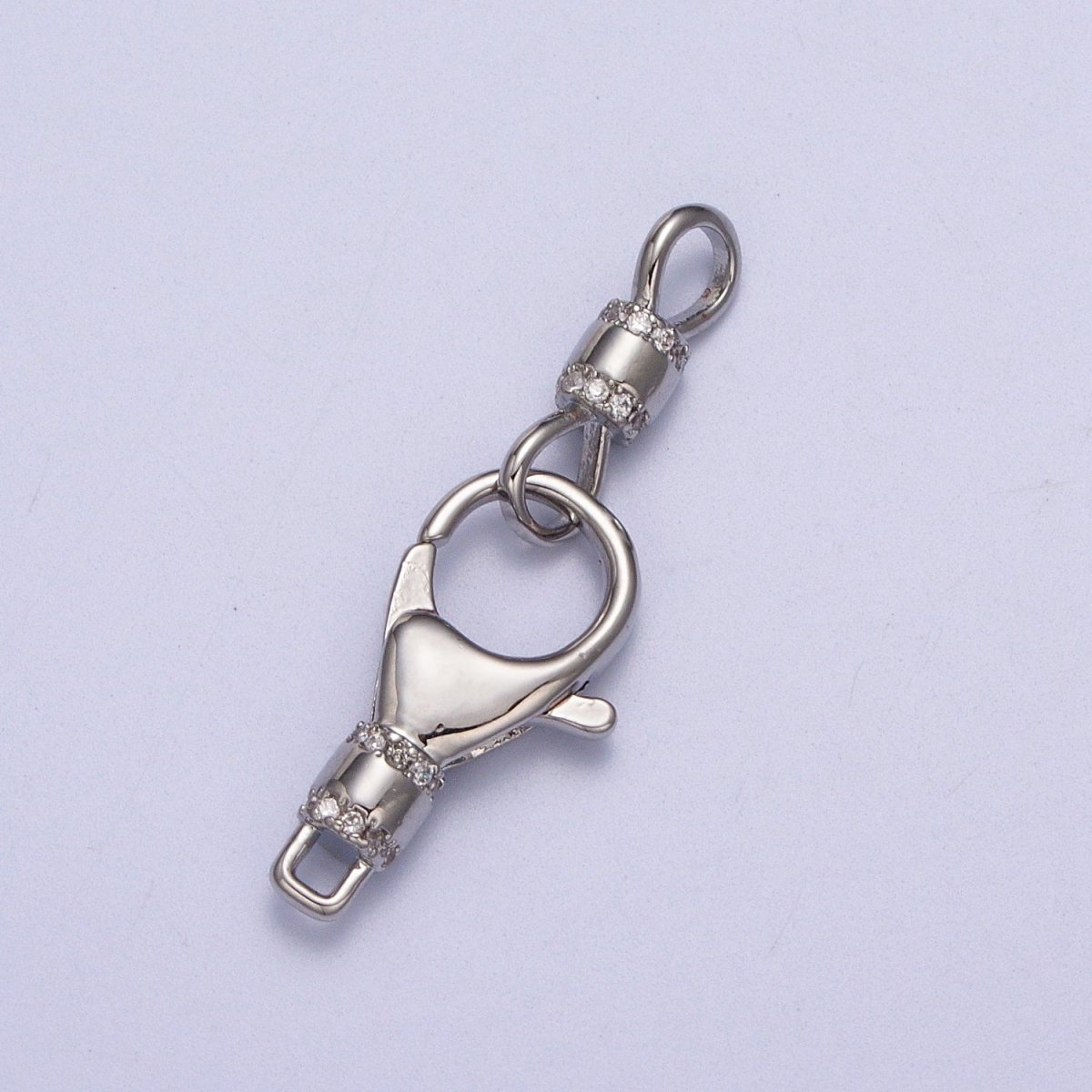 Gold, Silver Lobster Clasps Double Latch On Micro Paved CZ Jewelry Closure Supply | Z-041 Z-042