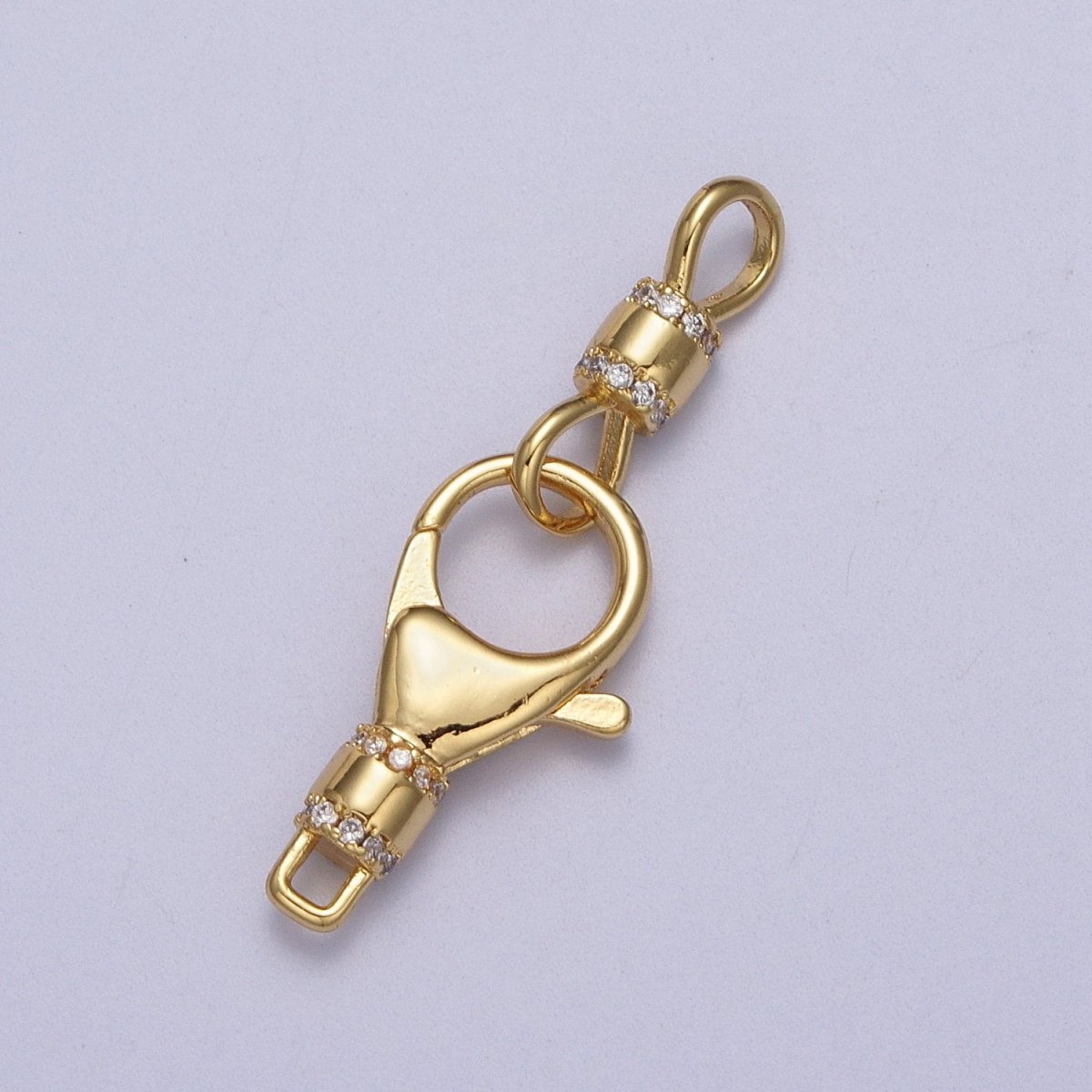 Gold, Silver Lobster Clasps Double Latch On Micro Paved CZ Jewelry Closure Supply | Z-041 Z-042