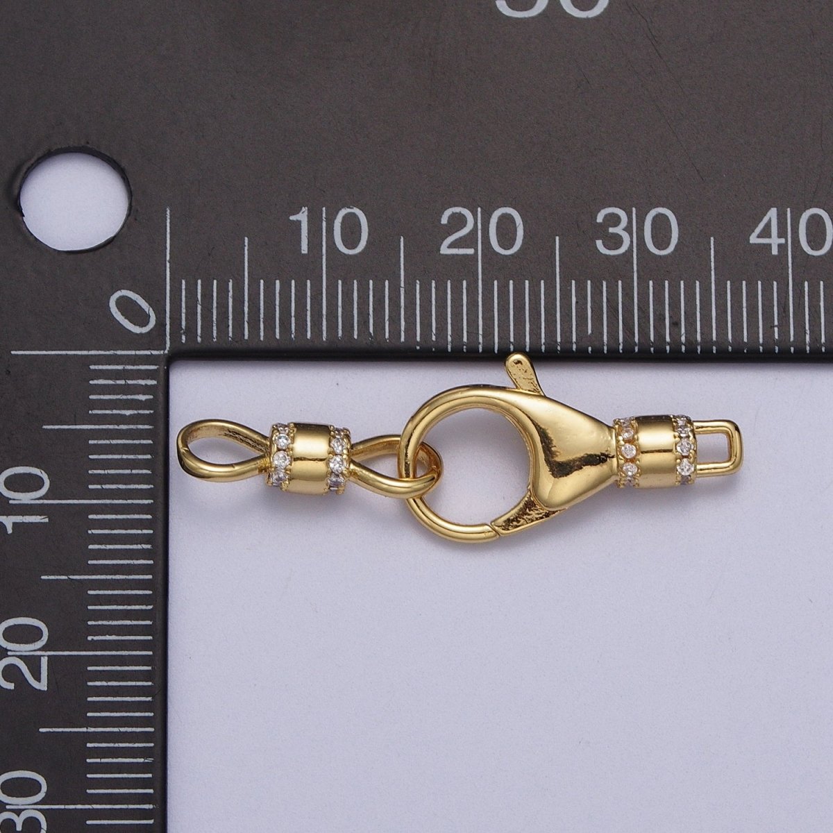 Gold, Silver Lobster Clasps Double Latch On Micro Paved CZ Jewelry Closure Supply | Z-041 Z-042
