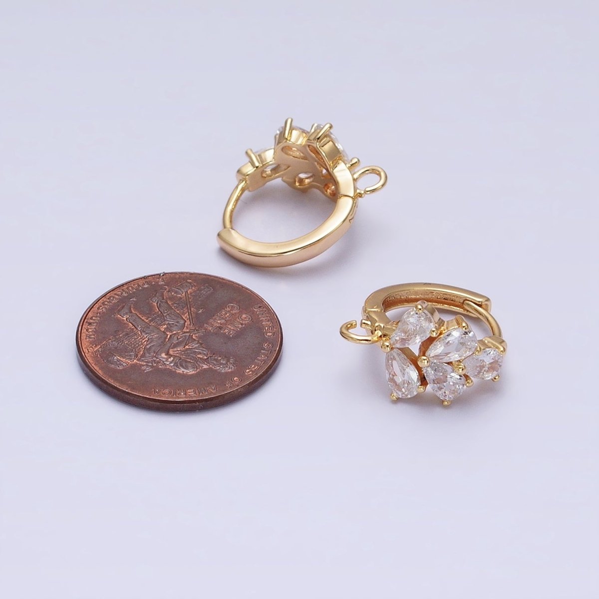Gold, Silver Multiple Clear Marquise Huggie Open Loop Earrings Supply Open Link Earring | Z-292 Z-293