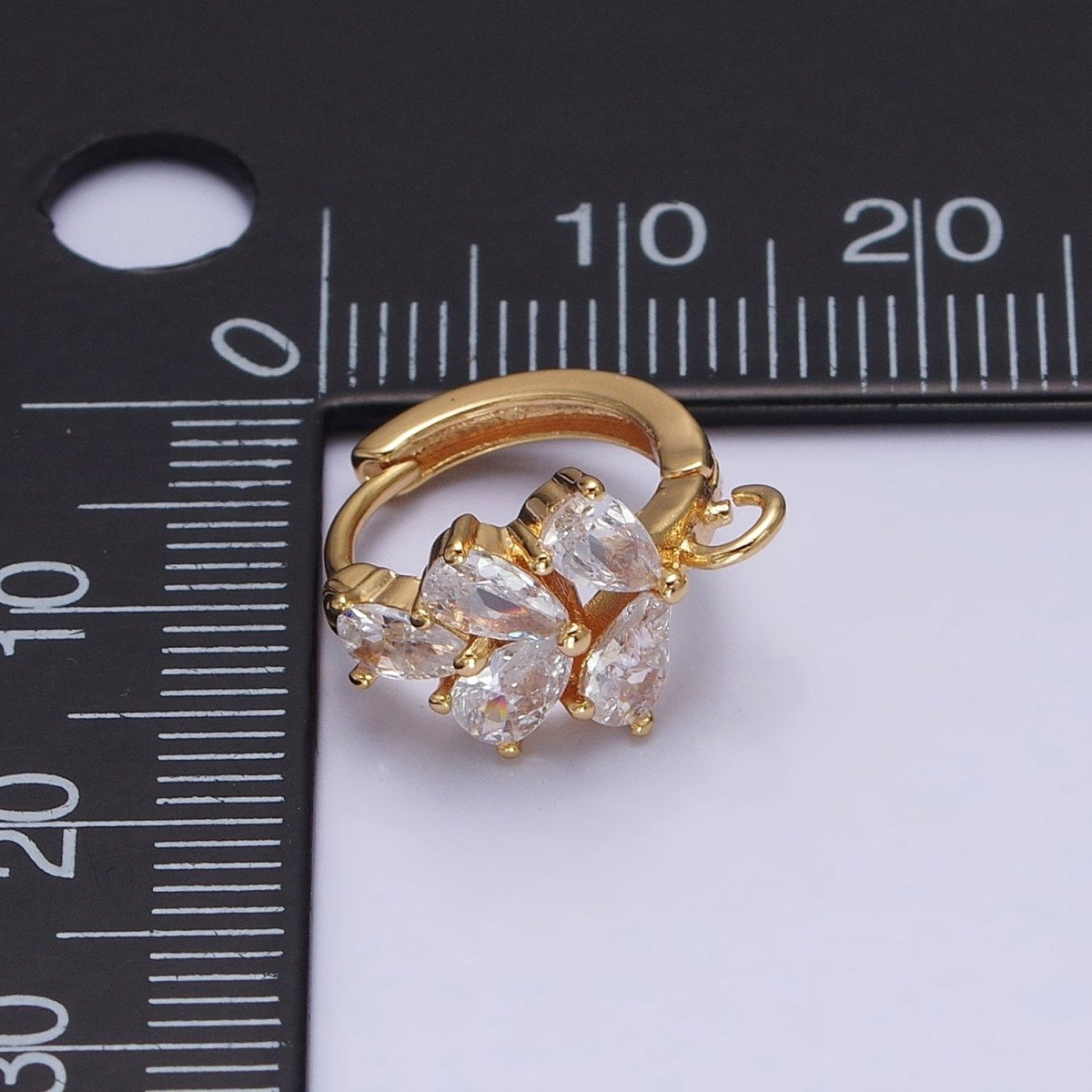 Gold, Silver Multiple Clear Marquise Huggie Open Loop Earrings Supply Open Link Earring | Z-292 Z-293