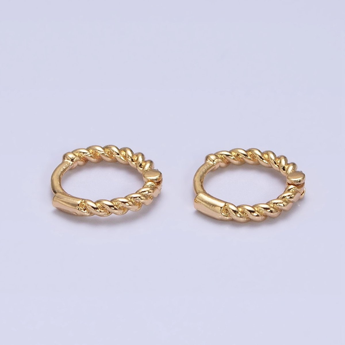 Gold, Silver Twisted Croissant Thin 11mm Cartilage Huggie Earrings | AB944 AB945