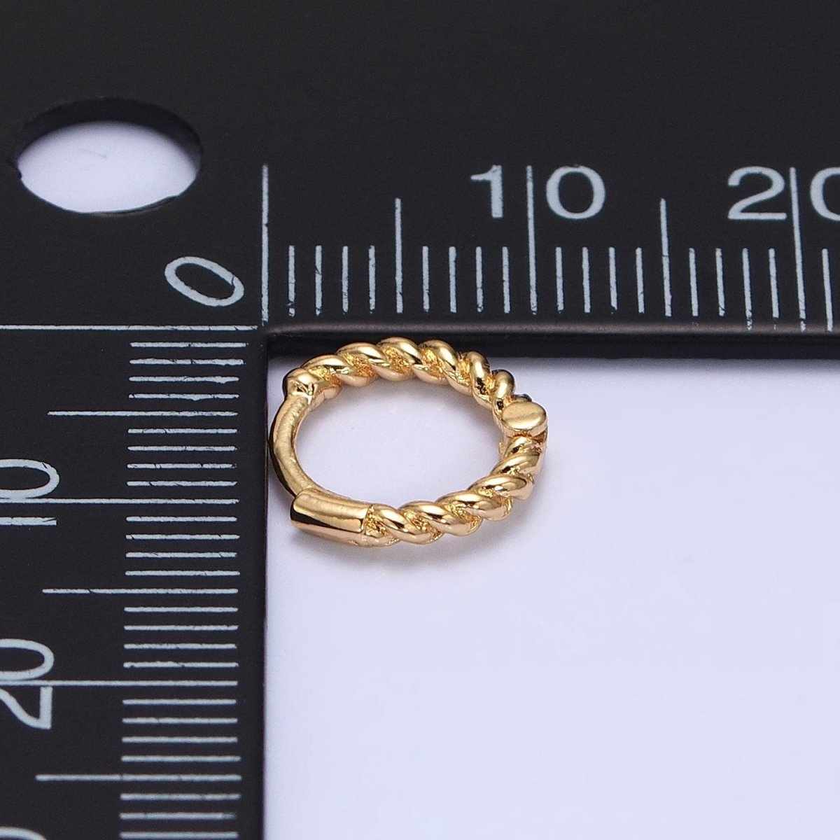 Gold, Silver Twisted Croissant Thin 11mm Cartilage Huggie Earrings | AB944 AB945