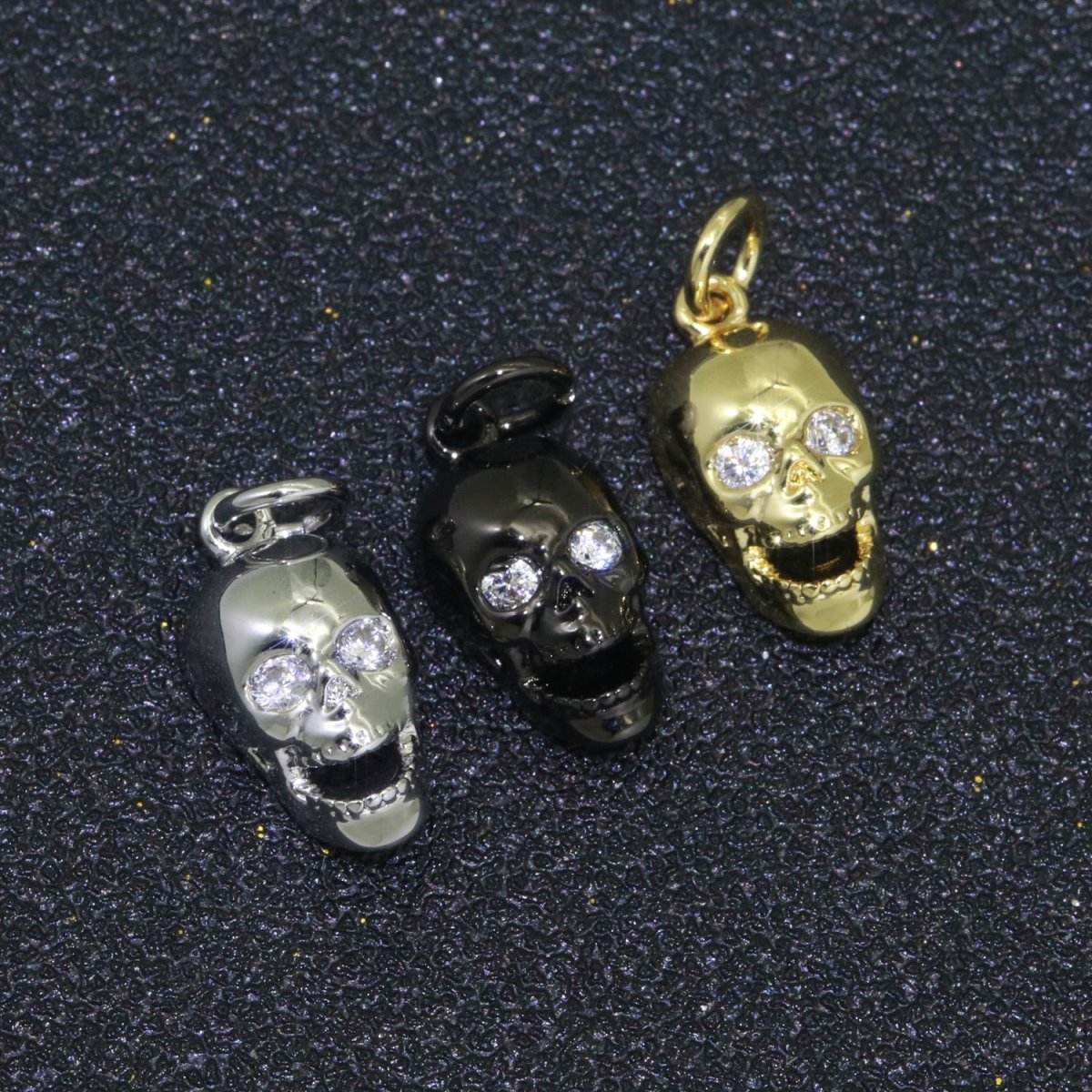 Gold Skull Charm, Skull Pendant, 3D Skull Pendant Gold Filled Charm, Pewter, Silver Black Gun Metal Charm Bracelet Necklace for halloween M-508 - M-510