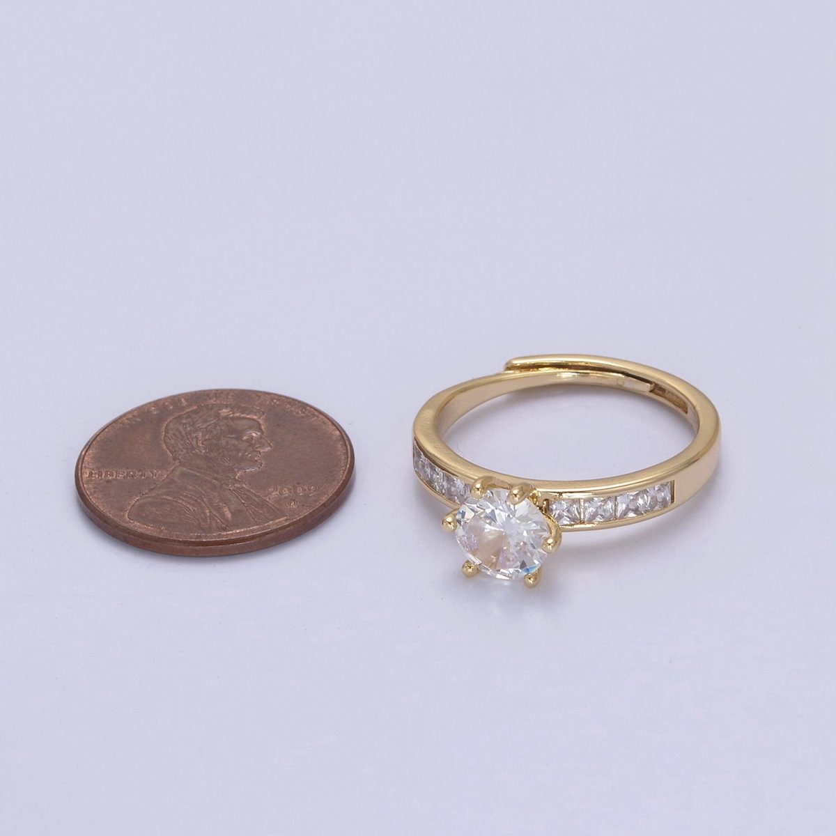 Gold solitaire ring for women with cubic zirconia stones engagement ring U-492
