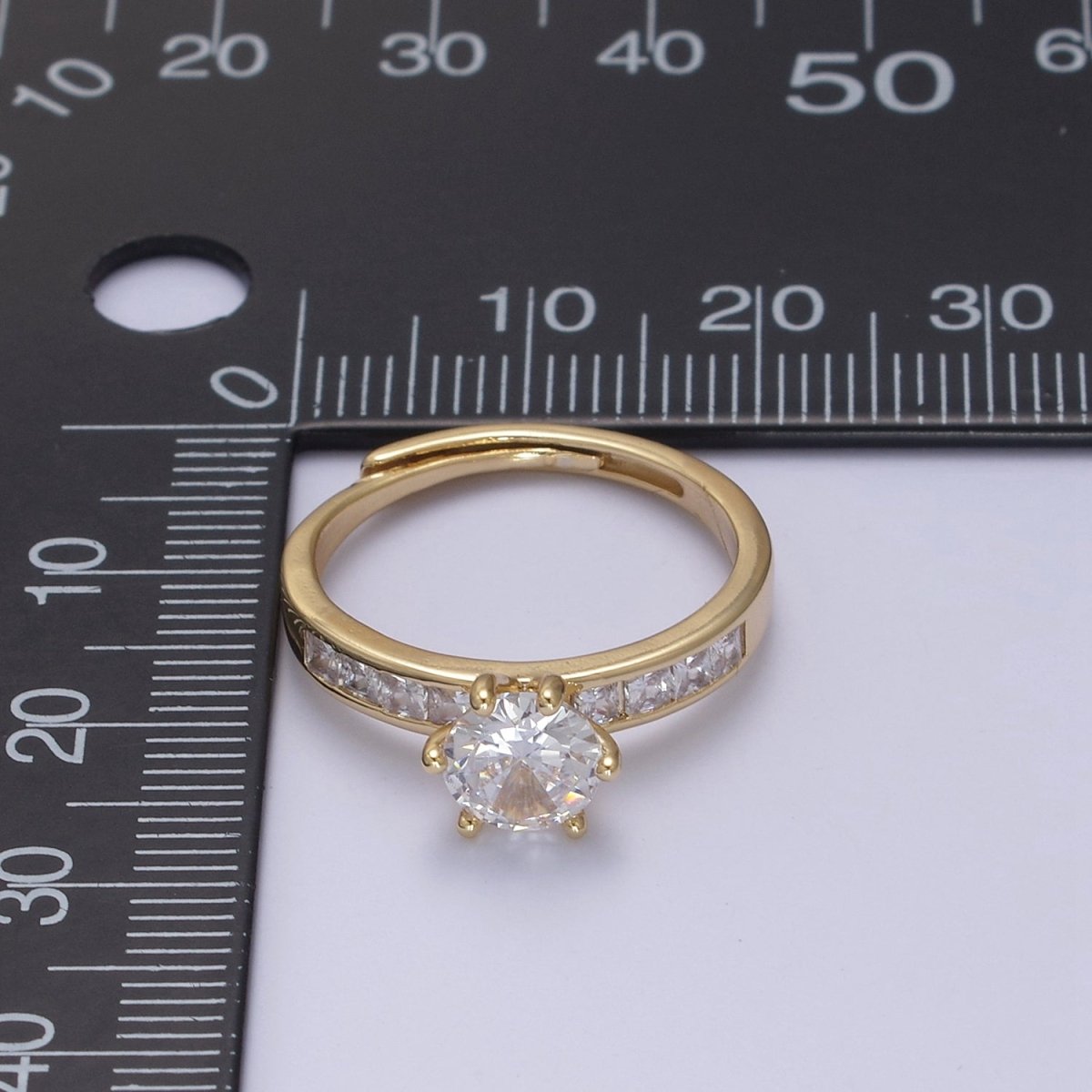 Gold solitaire ring for women with cubic zirconia stones engagement ring U-492
