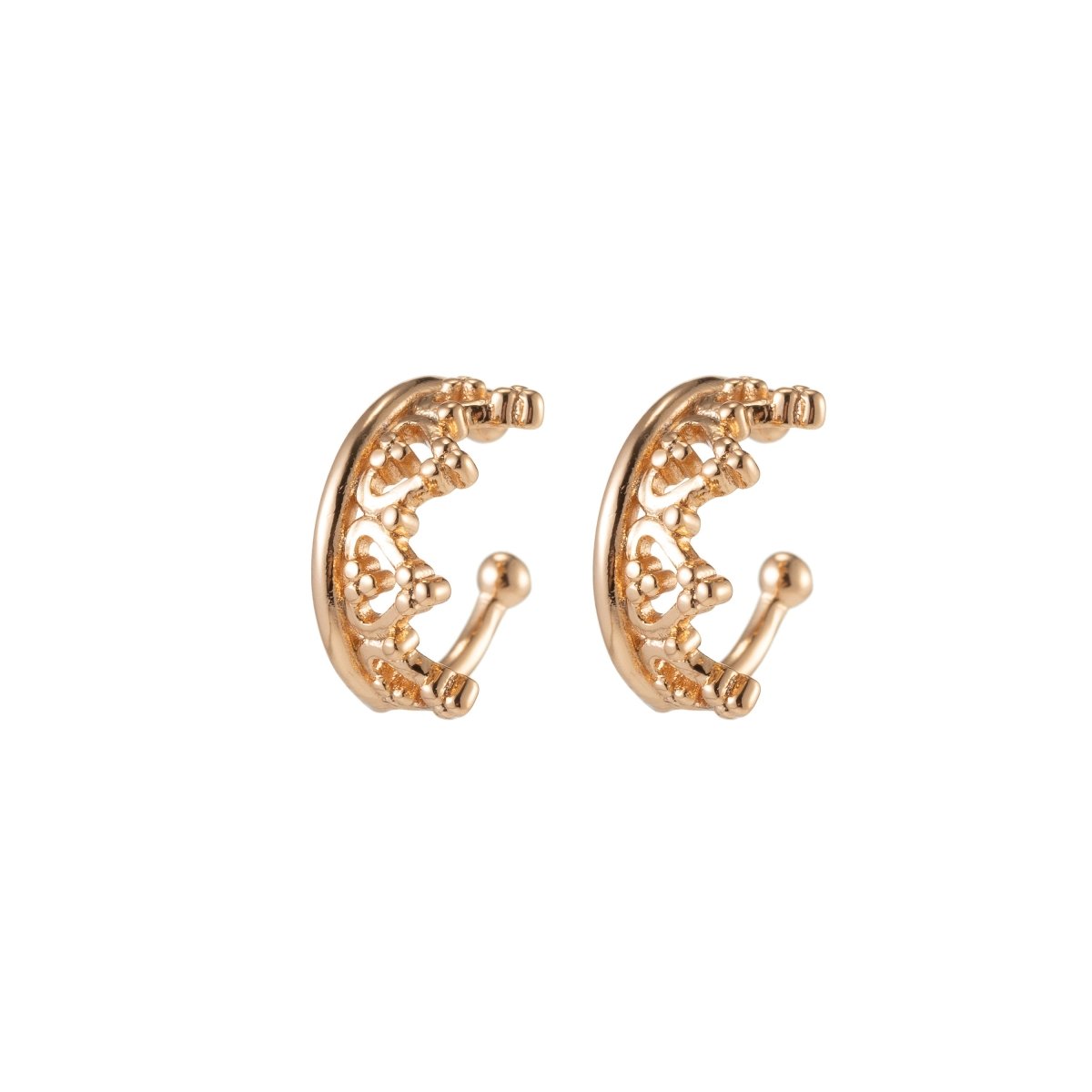 Gold Sparkling CZ Heart Cuff Earrings for Women Clip On Ears No Piercing Cartilage Earrings AI-056