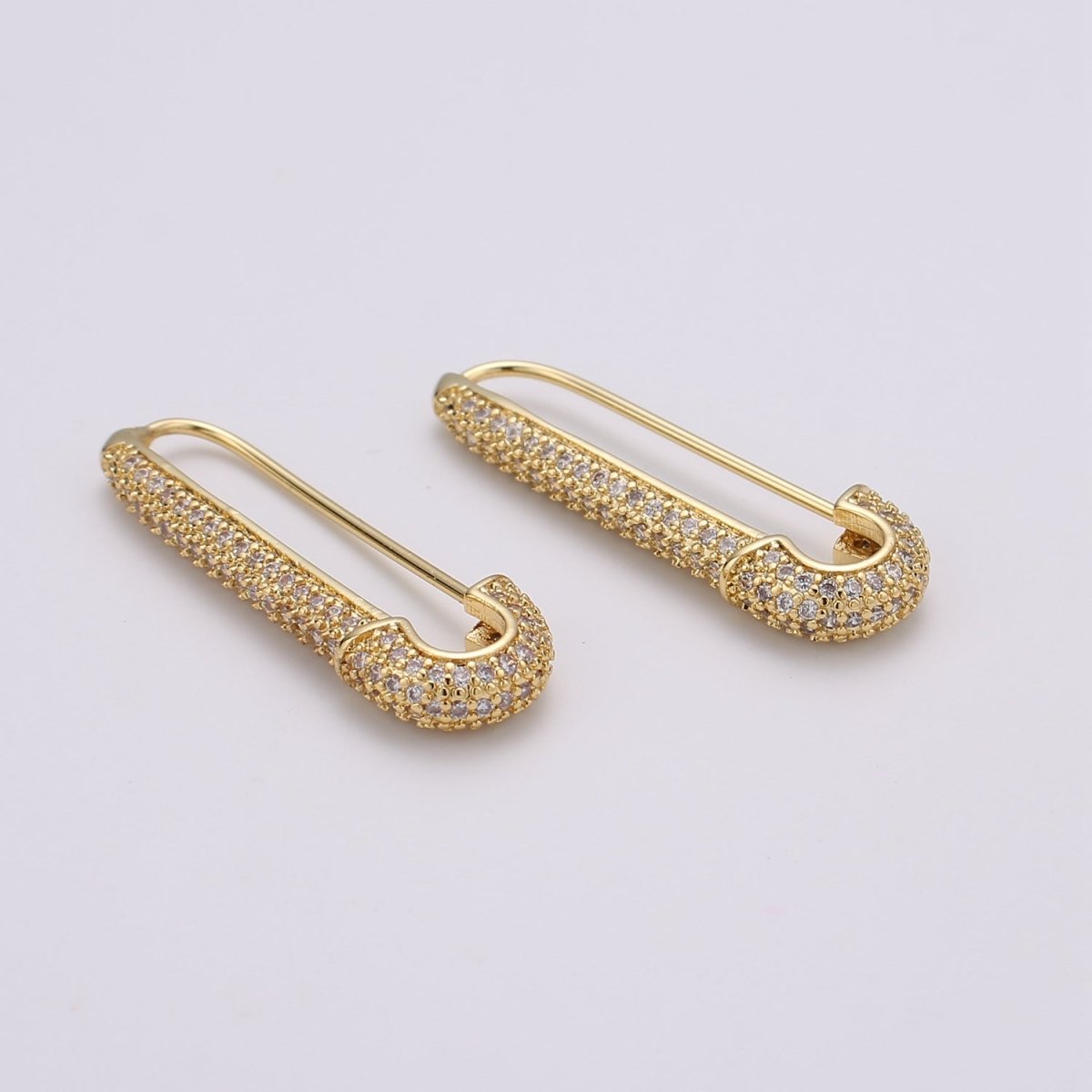 Gold Sparkly safety pin Pendant- medium safety pins Charm Holder pave safety for Bridal Jewelry minimal modern Supply K-604 - K-610