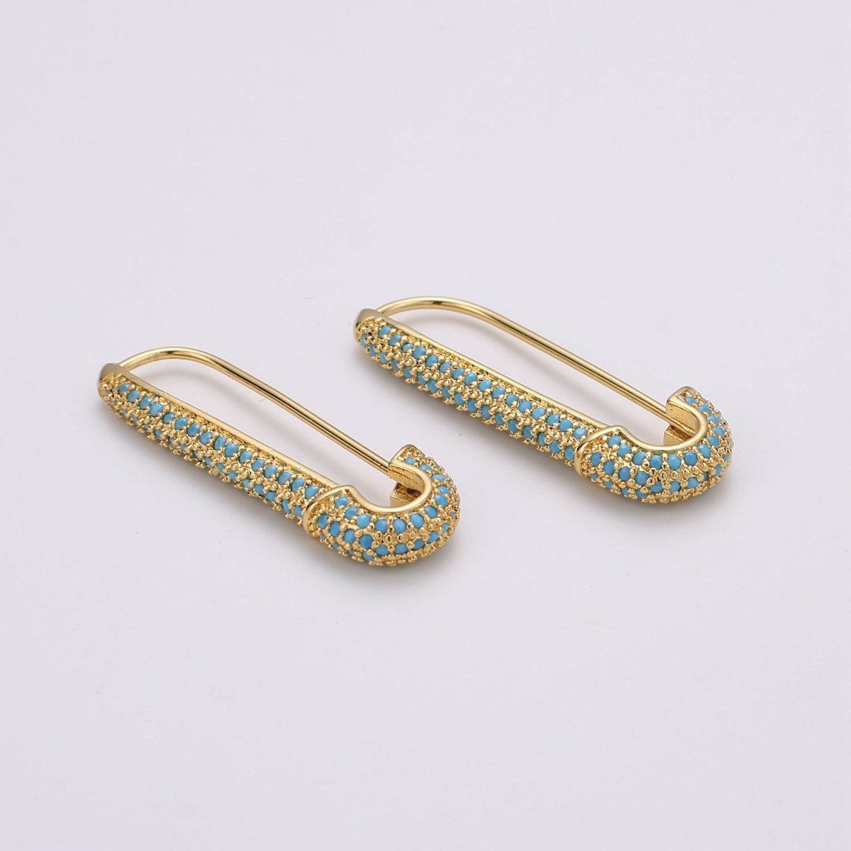 Gold Sparkly safety pin Pendant- medium safety pins Charm Holder pave safety for Bridal Jewelry minimal modern Supply K-604 - K-610
