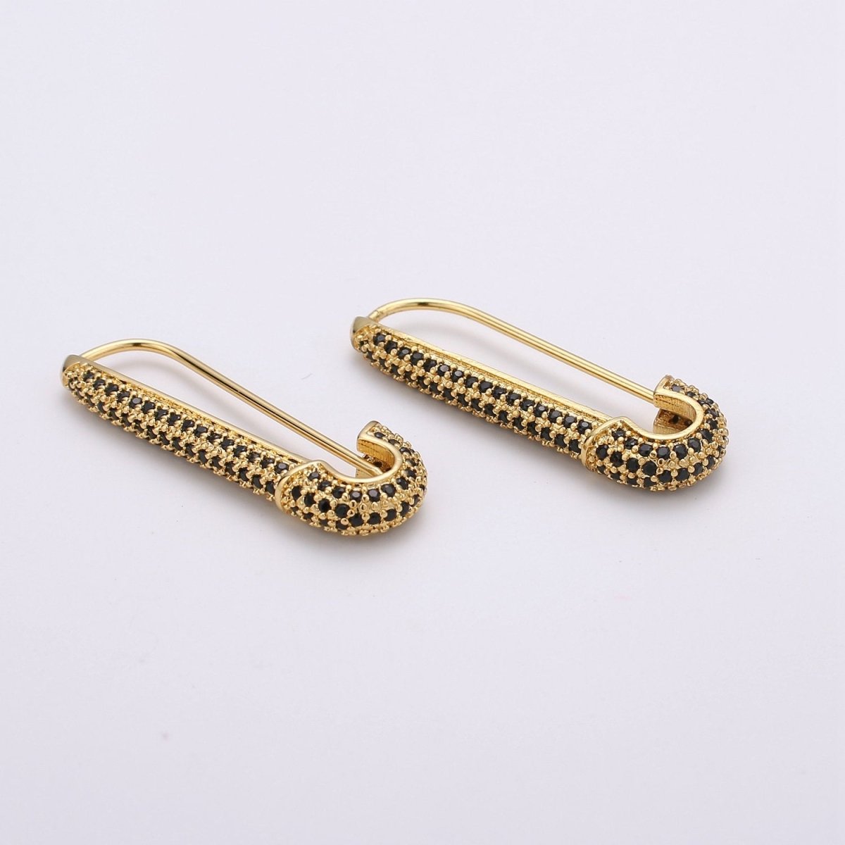 Gold Sparkly safety pin Pendant- medium safety pins Charm Holder pave safety for Bridal Jewelry minimal modern Supply K-604 - K-610