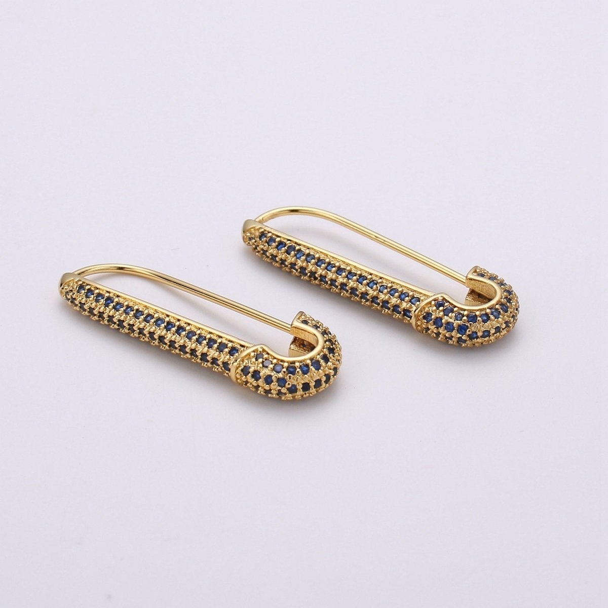 Gold Sparkly safety pin Pendant- medium safety pins Charm Holder pave safety for Bridal Jewelry minimal modern Supply K-604 - K-610