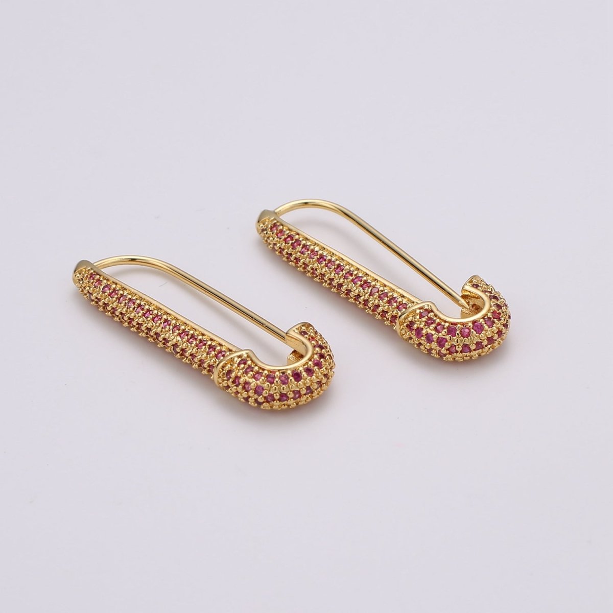 Gold Sparkly safety pin Pendant- medium safety pins Charm Holder pave safety for Bridal Jewelry minimal modern Supply K-604 - K-610