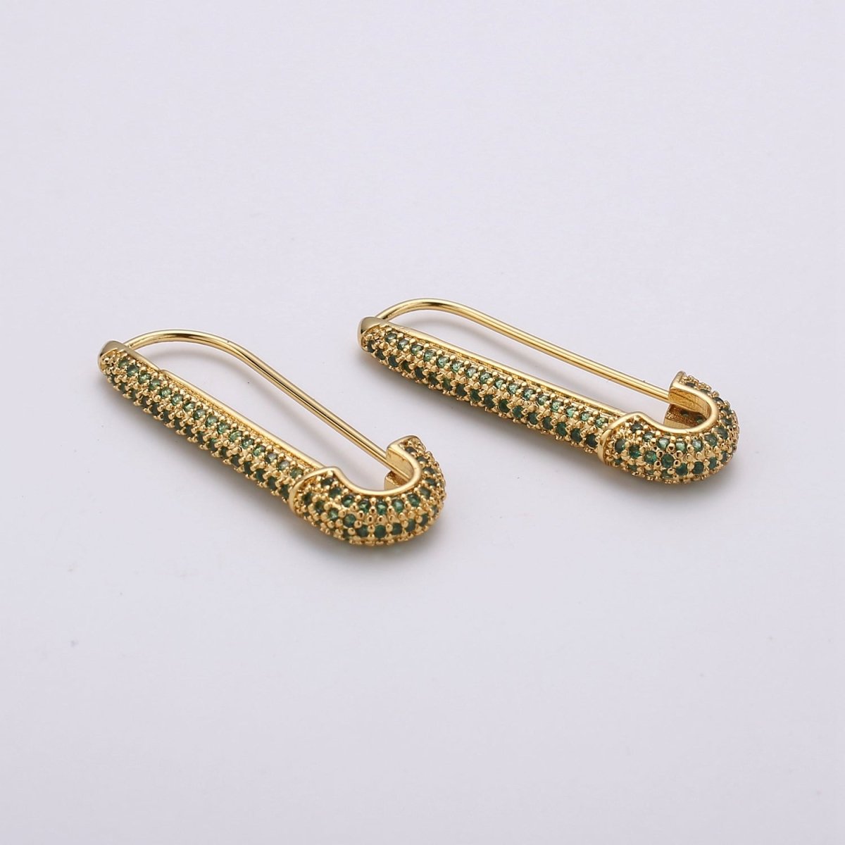 Gold Sparkly safety pin Pendant- medium safety pins Charm Holder pave safety for Bridal Jewelry minimal modern Supply K-604 - K-610