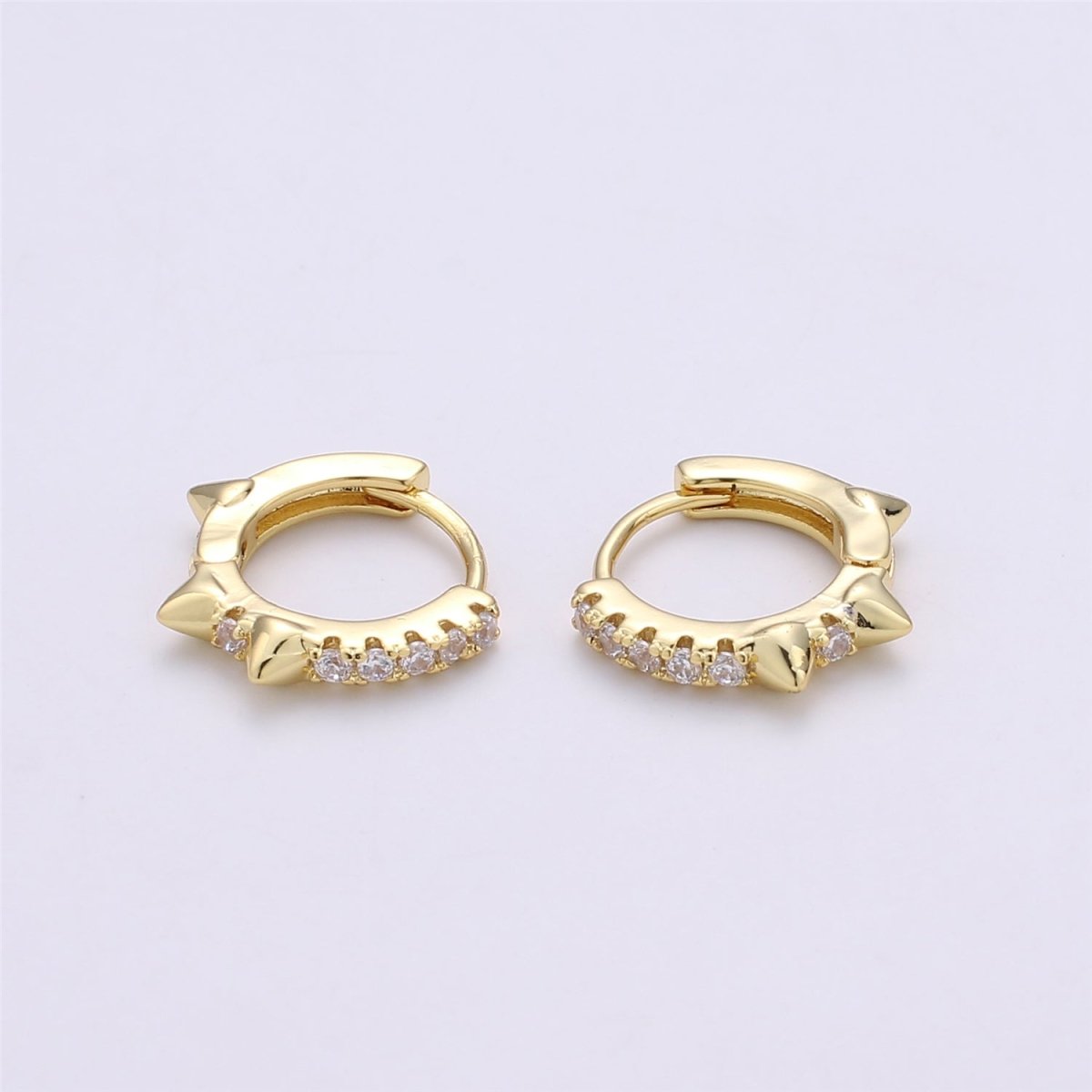 Gold Spike hoops, Tiny Spike Earrings, hoop spike earrings, mini hoops, mini earrings, minimalist earrings, huggie hoops, Dainty hoops P-00050