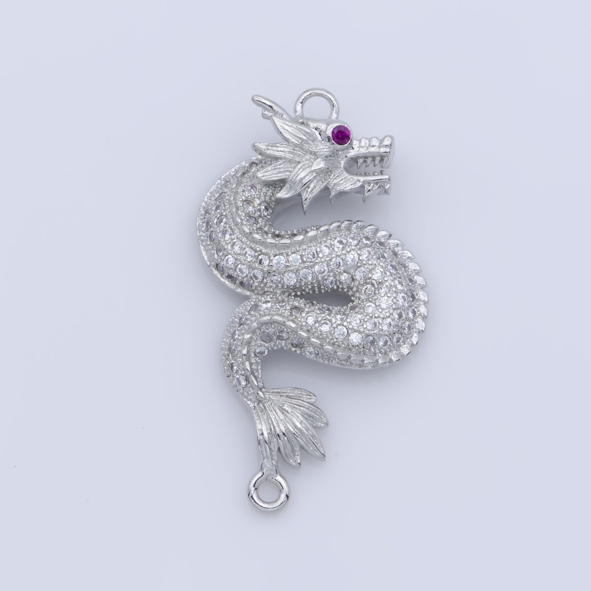 Gold Spirit Mythical Majesty Dragon Chinese Legend Belief DIY Cubic Zirconia Bracelet Charm Bead Finding CONNECTOR For Jewelry Making F-245