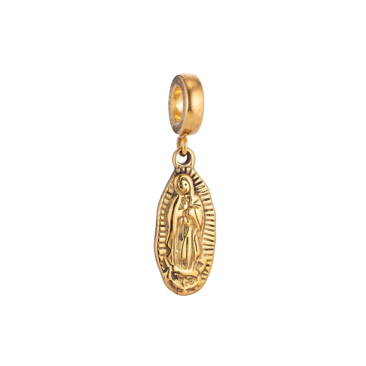 Gold Stainless Steel Antique Mary Mother Jesus Bracelet Charm Necklace Pendant Findings for Necklace Earring Charm Jewelry Making E-653