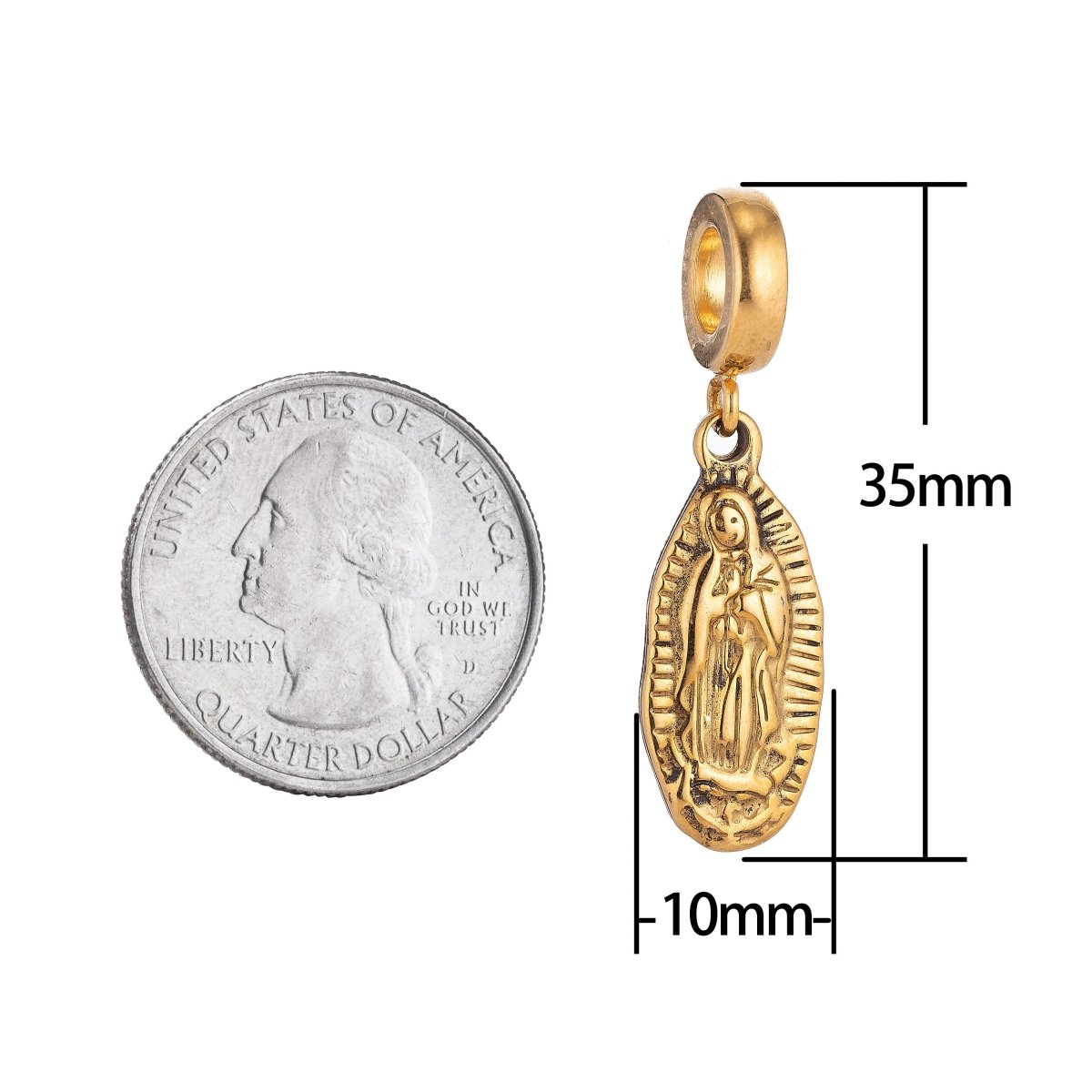Gold Stainless Steel Antique Mary Mother Jesus Bracelet Charm Necklace Pendant Findings for Necklace Earring Charm Jewelry Making E-653