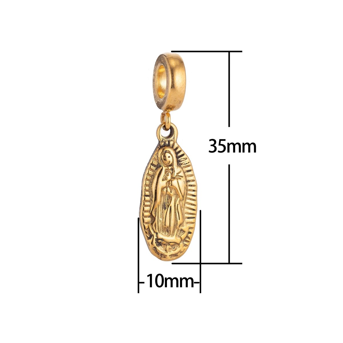 Gold Stainless Steel Antique Mary Mother Jesus Bracelet Charm Necklace Pendant Findings for Necklace Earring Charm Jewelry Making E-653