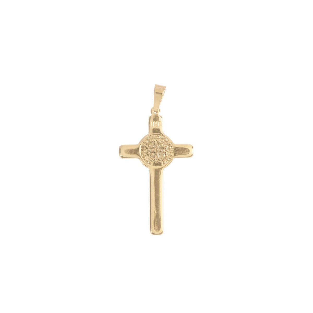 Gold Stainless Steel Cross, Jesus Christ, Saint Benedict Cross Medal, Bails Findings for Earring Necklace Jewelry Making Supplies J-472