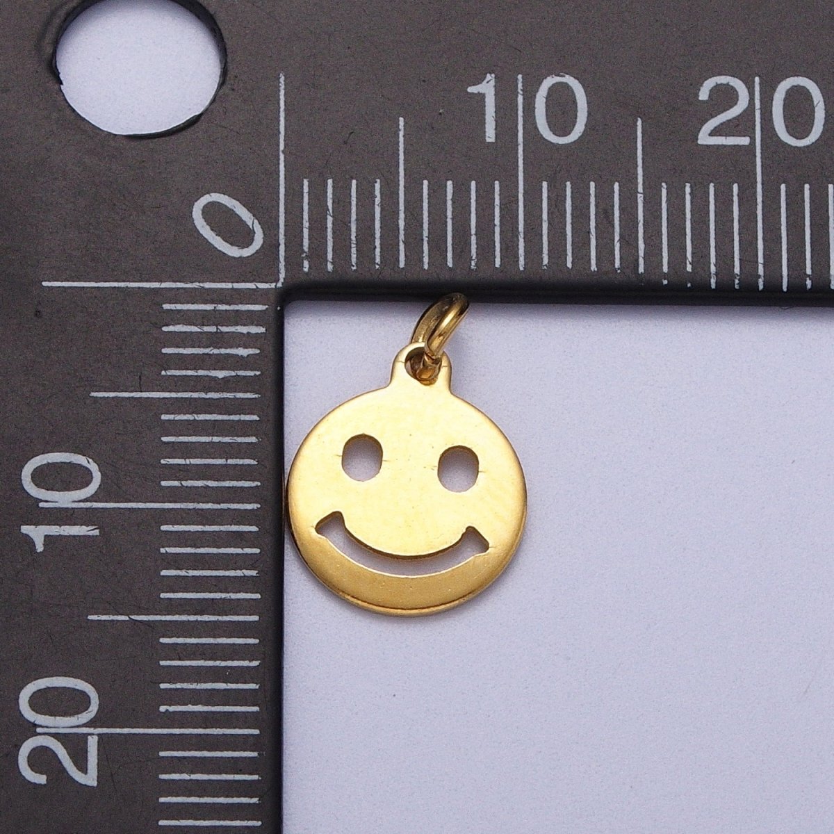Gold Stainless Steel Happy Smiley Face Minimalist Charm | C394
