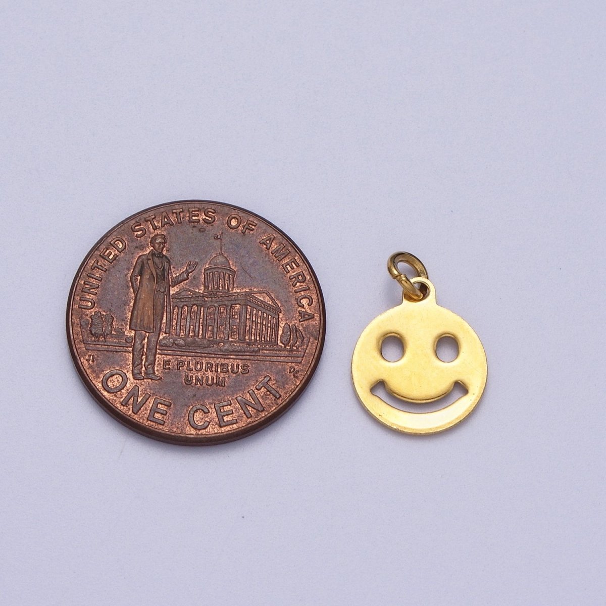 Gold Stainless Steel Happy Smiley Face Minimalist Charm | C394