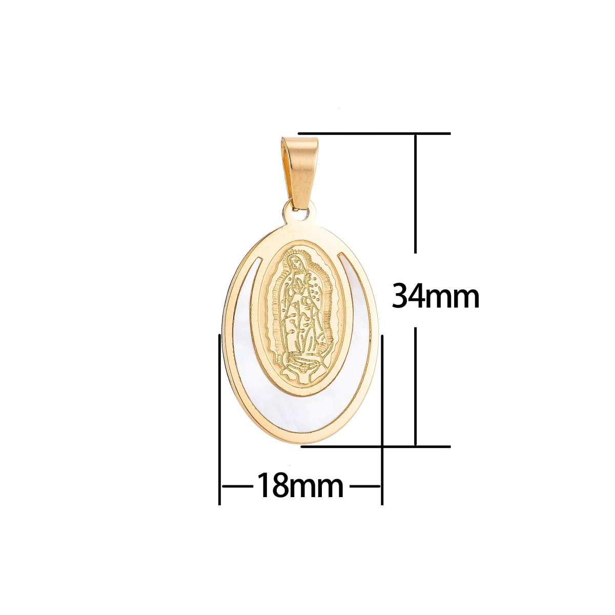 Gold Stainless Steel Mother Mary Pray for Us Necklace Pendant Charm Bails Findings for Jewelry Making J-331