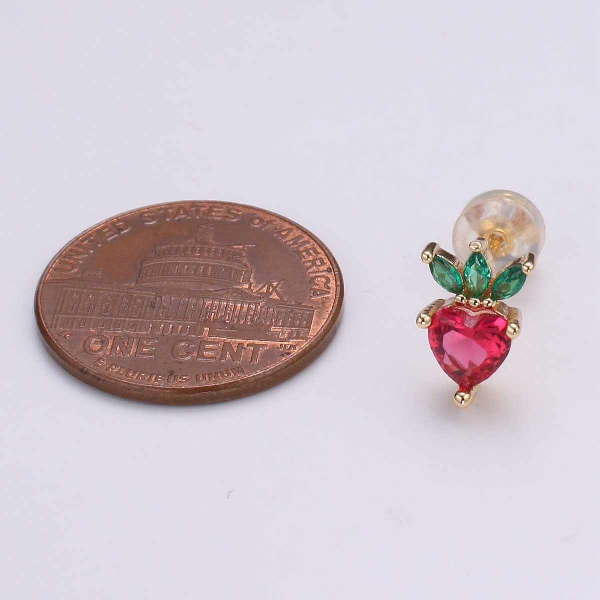 Gold Strawberry Stud Earring, Crystal Berry Studs, Strawberry Fruit Earring, Minimalist Earring, Dainty Earrings for Girls, Gift P-016