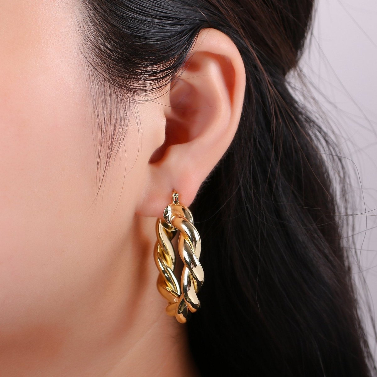 Gold Twisted Hoop Earrings, Bold Gold Hoop Earrings, Chunky Earrings, Statement Hoops, 14k Gold Filled Hoops Earring gift for her Q-518 to Q-520