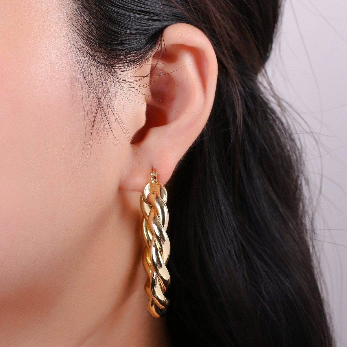 Gold Twisted Hoop Earrings, Bold Gold Hoop Earrings, Chunky Earrings, Statement Hoops, 14k Gold Filled Hoops Earring gift for her Q-518 to Q-520