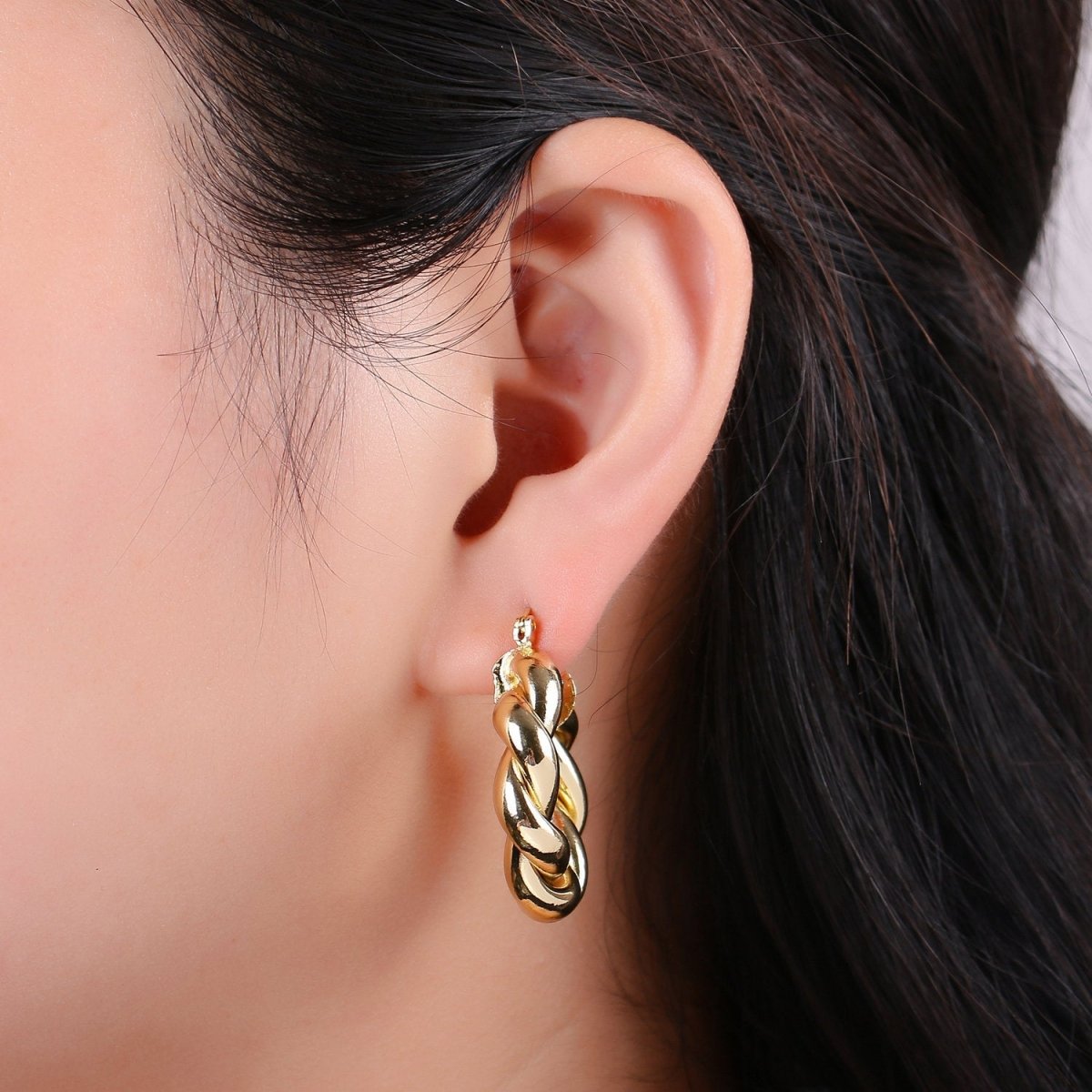 Gold Twisted Hoop Earrings, Bold Gold Hoop Earrings, Chunky Earrings, Statement Hoops, 14k Gold Filled Hoops Earring gift for her Q-518 to Q-520