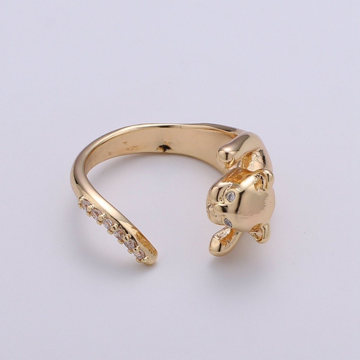 Gold Vermeil Ring Dainty Gold Cat Ring. Adjustable Ring Open Ring Gift For Birthday, Christmas, Gifts For Her. Cat Lover Jewelry Gift Idea R-061